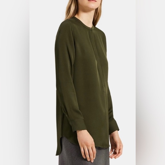 Theory brand trapeze Button Down top. Dark Rosemary green. Size TP (XS) VGUC - Picture 1 of 12